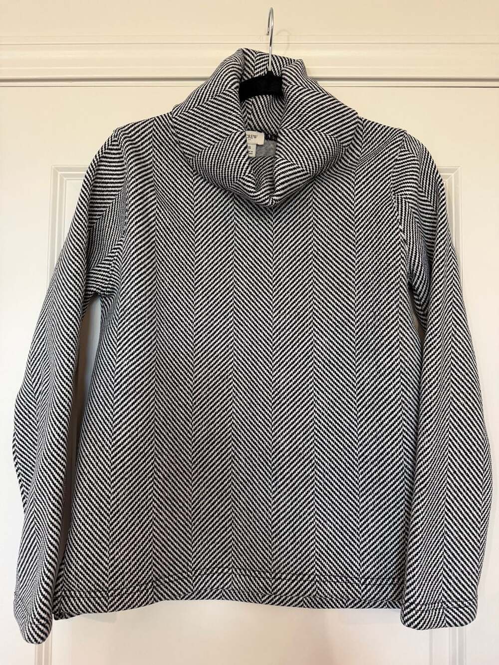 J.Crew Black & White Herringbone Funnel Neck Pullover Sweatshirt Size S